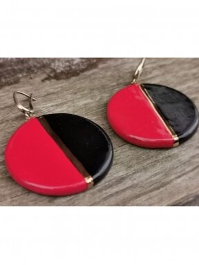 Apvalūs stilingi auskarai „Raudona juoda“