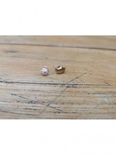 Keraminiai auskarėliai „rožinis ir karūna“ 2